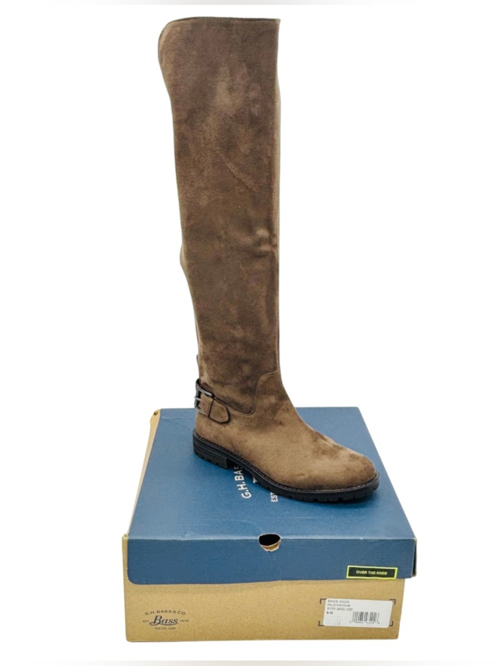 Over The Knee Riding Boots Womens 9 Brown Faux Suede Equestrian Buckle Zip Tall